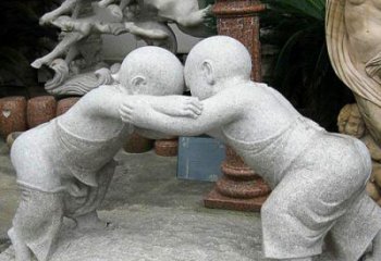 济南可爱小孩摔跤石雕