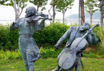 济南双面演奏大提琴&小提琴铜雕塑