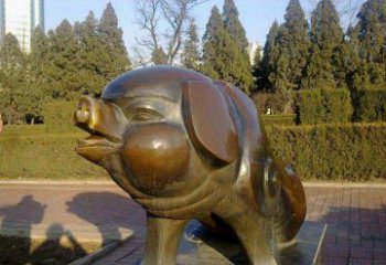 济南定制公园猪铜雕