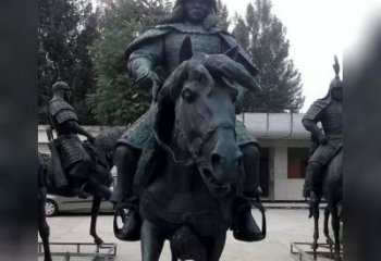 济南英姿飒爽古代将军骑马铜雕