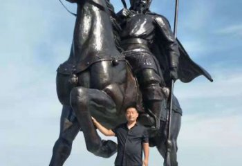 济南以古代骑马将军为灵感的铜雕