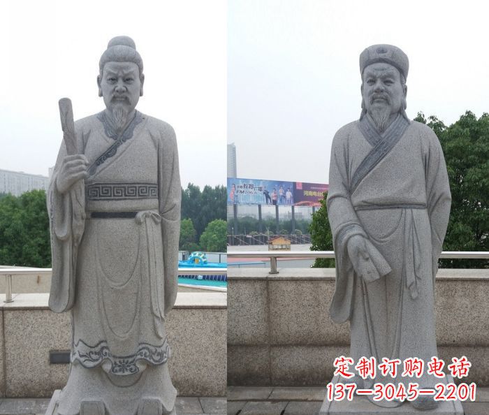 济南古代人物韩非和韩愈石雕