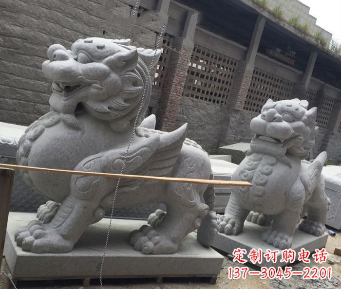 济南中领雕塑–精美的古代神兽大理石貔貅雕塑