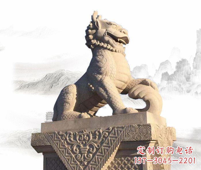 济南精美古典大理石麒麟石雕