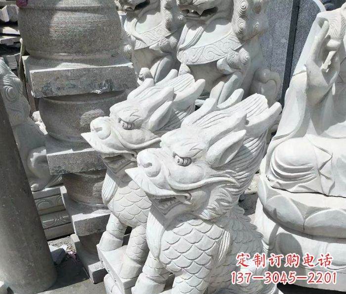 济南传统工艺,精细做工,古代神兽大理石麒麟石雕高端定制