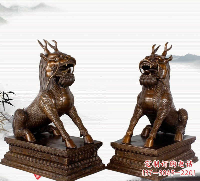 济南古典神麒麟铜雕,馥玉臻品