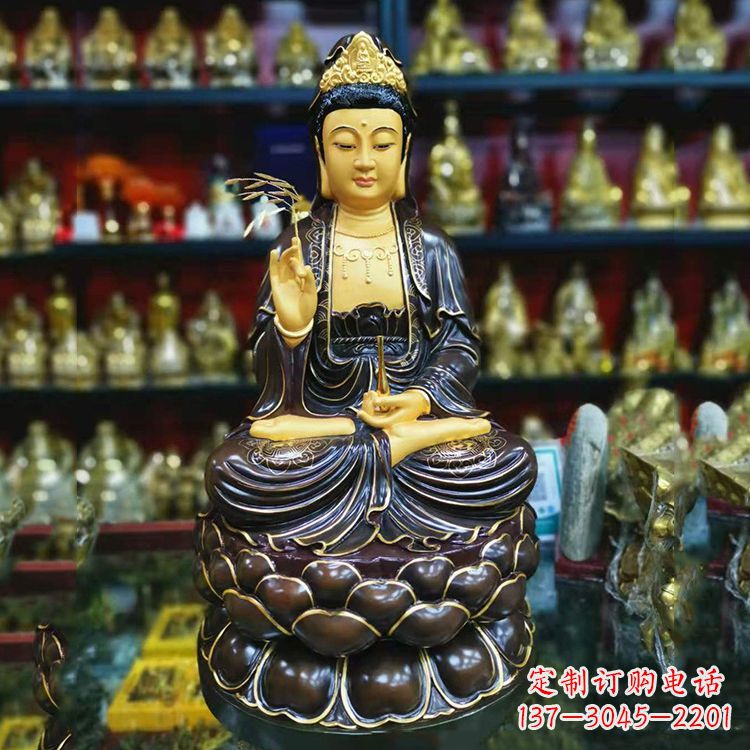 济南古铜手工雕刻观音佛像