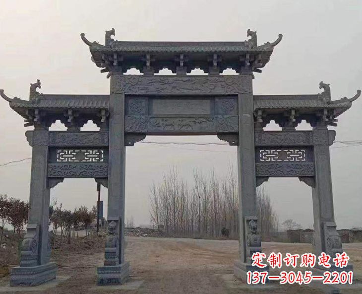 济南古石牌坊-手工精雕细琢牌坊雕塑