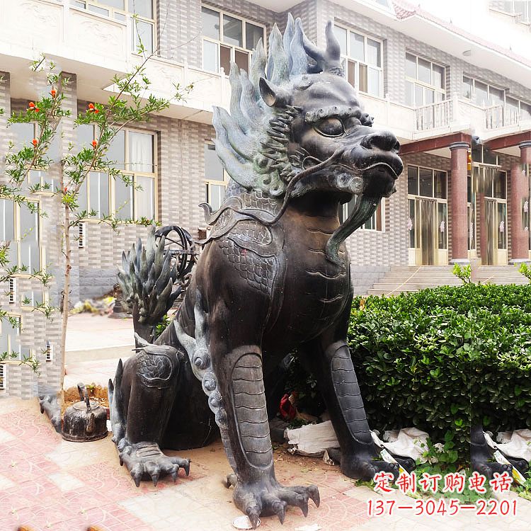 济南古铜色镇宅铜麒麟