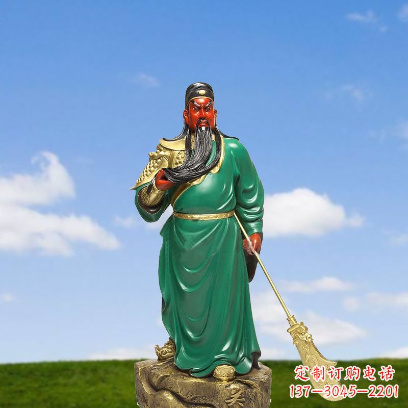 济南精美彩绘关公雕塑