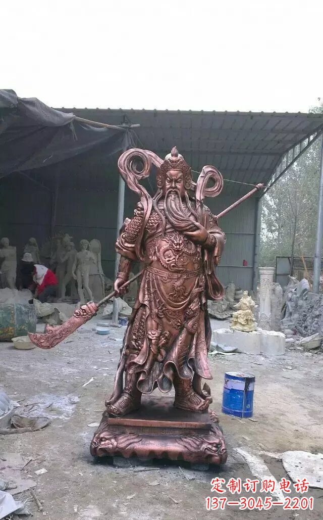 济南关公红铜人物铜雕