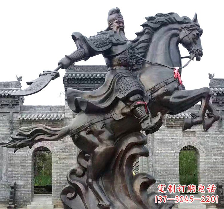 济南精致细腻的关公骑马雕塑