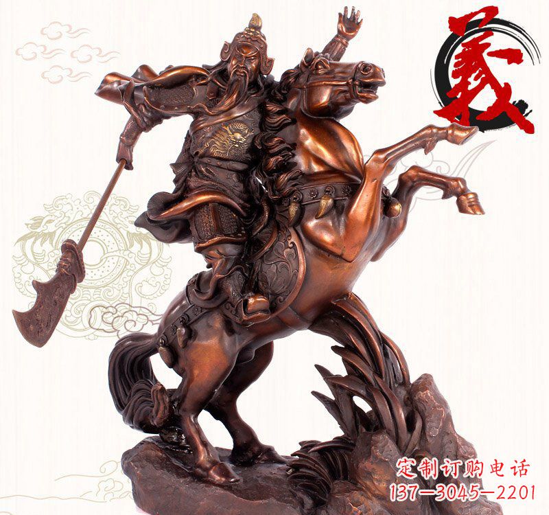 济南关公骑马铜雕