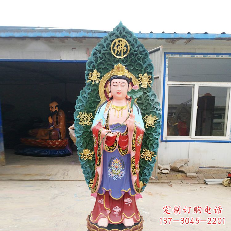 济南艺术精致观音玻璃钢彩绘雕塑