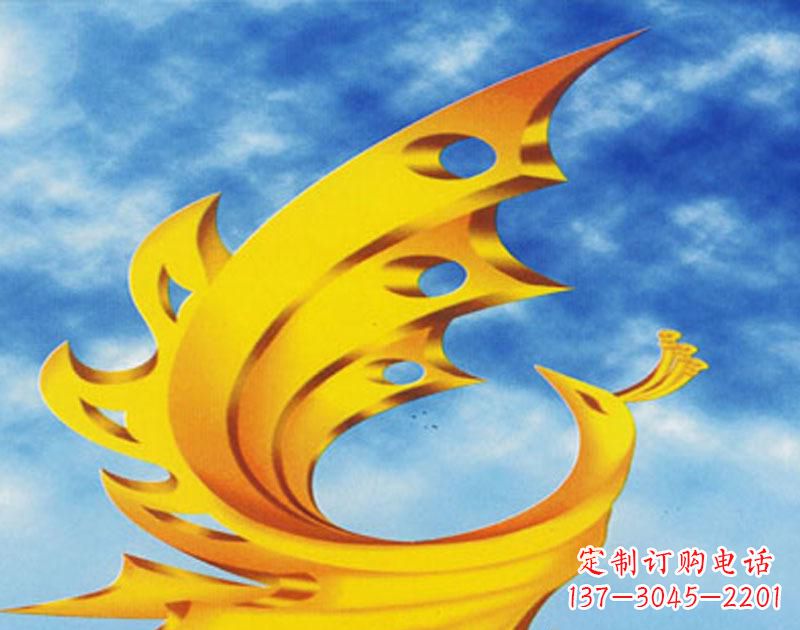 济南广场摆u需i高金色的凤凰雕塑