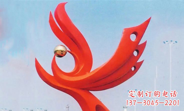 济南新中领雕塑-不锈钢抽象凤凰雕塑
