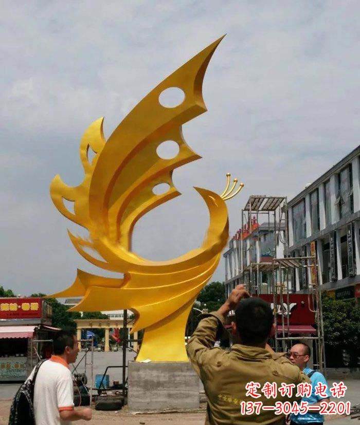 济南广场不锈钢抽象凤凰雕塑1