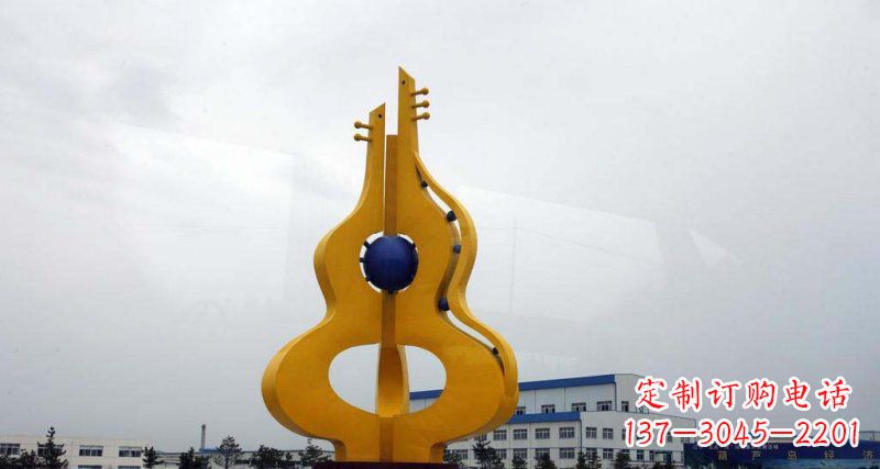 济南中领雕塑:葫芦琵琶不锈钢雕塑