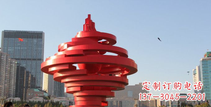 济南不锈钢抽象火炬雕塑,展现活力与坚强