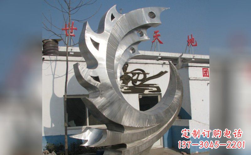 济南精美不锈钢抽象凤凰雕塑