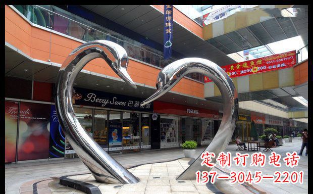 济南广场不锈钢抽象天鹅动物景观雕塑
