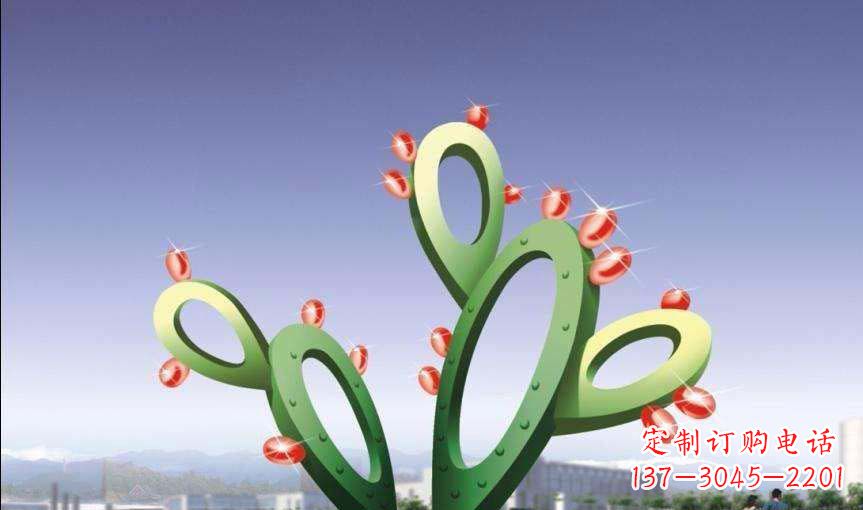 济南广场不锈钢抽象仙人掌雕塑