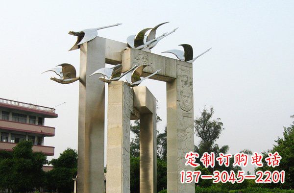 济南展现自然之美的不锈钢大雁动物雕塑