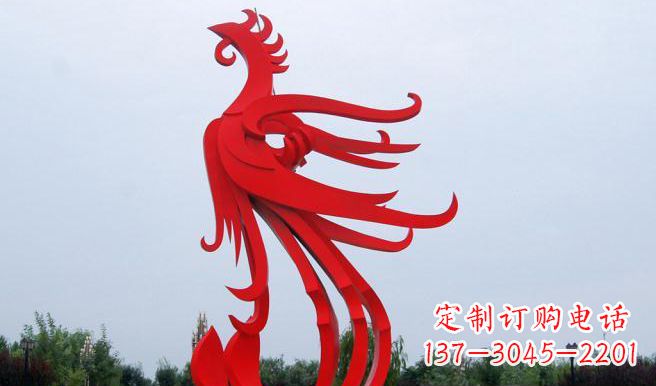 济南中领雕塑制作的精美不锈钢凤凰雕塑