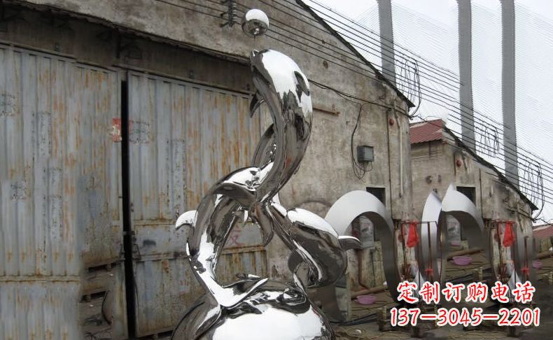 济南广场不锈钢海豚雕塑