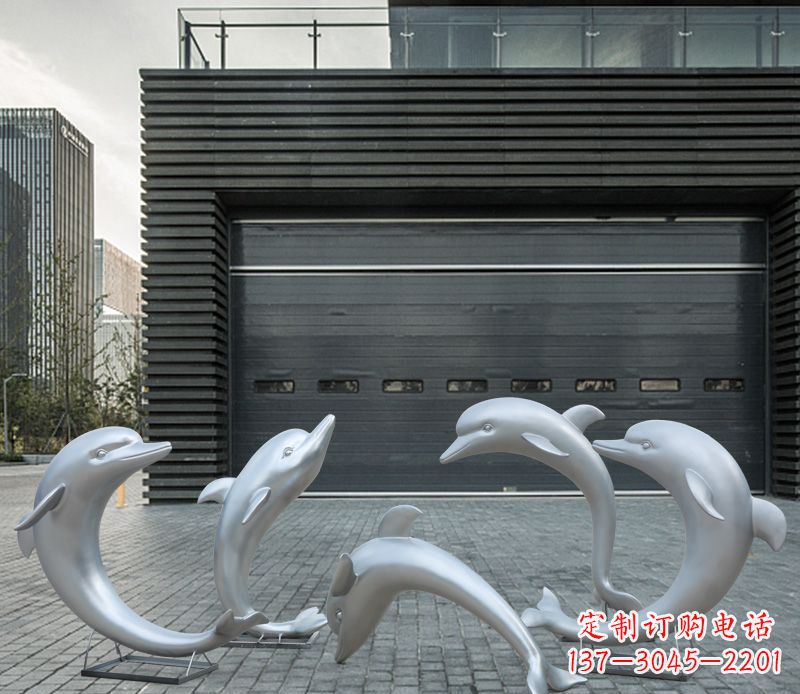 济南广场不锈钢海豚景观雕塑