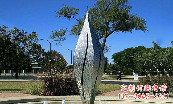 济南锦绣花骨朵不锈钢喷泉雕塑