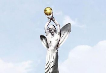 济南精美的不锈钢女人双手捧球雕塑