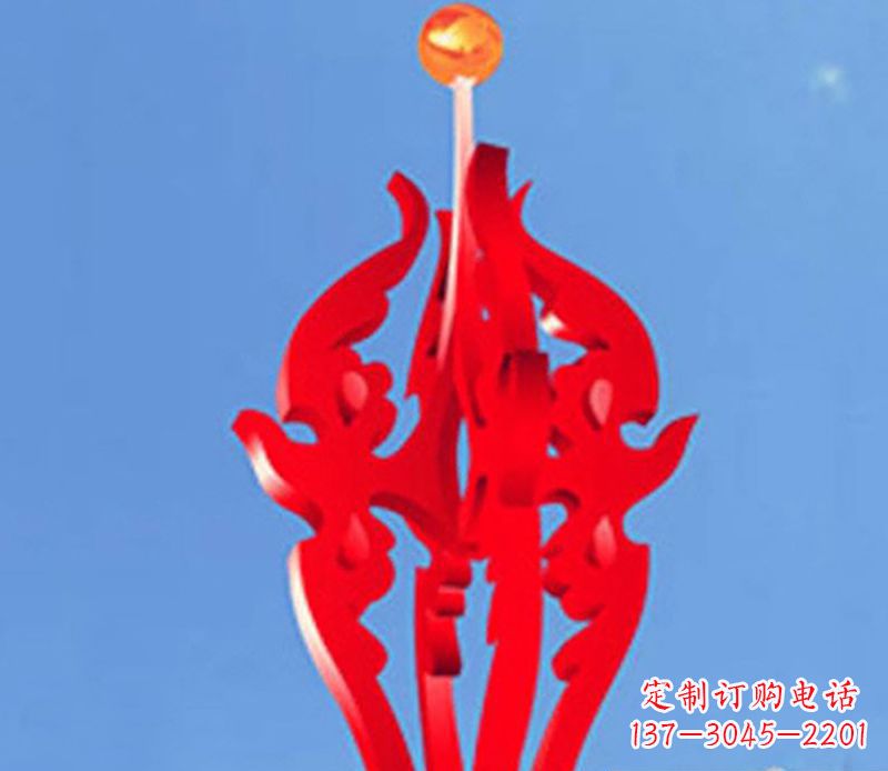 济南中领雕塑出品:不锈钢火苗抽象雕塑