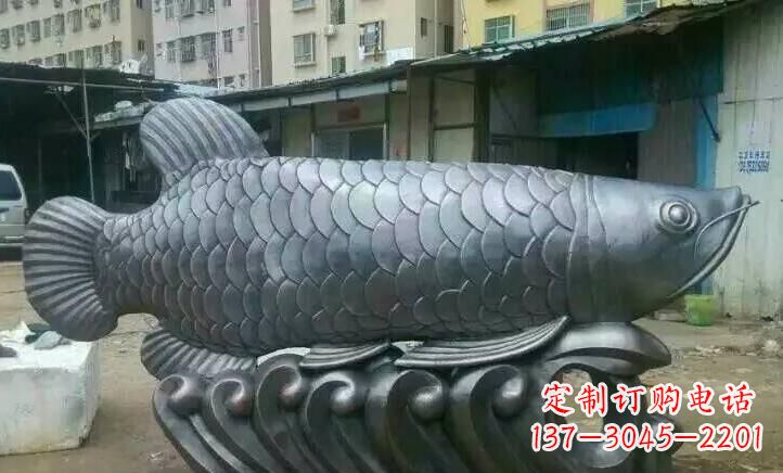 济南精雕细琢的不锈钢金龙鱼雕塑