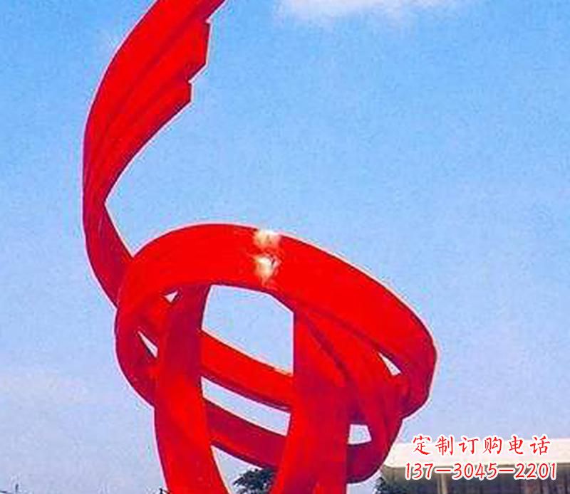济南中领雕塑出品:不锈钢螺旋飘带景观雕塑