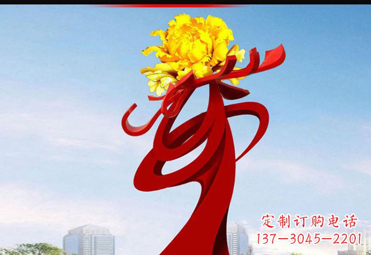 济南欣赏静谧的雕塑之美:不锈钢牡丹花雕塑
