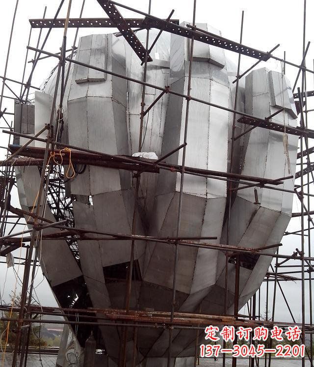 济南广场不锈钢蟠桃大型景观雕塑