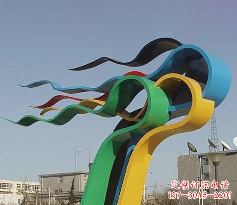 济南广场不锈钢飘带景观雕塑22