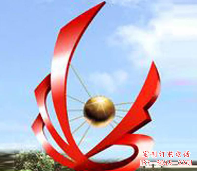 济南让风带来梦想——中领雕塑飘带球网景观雕塑