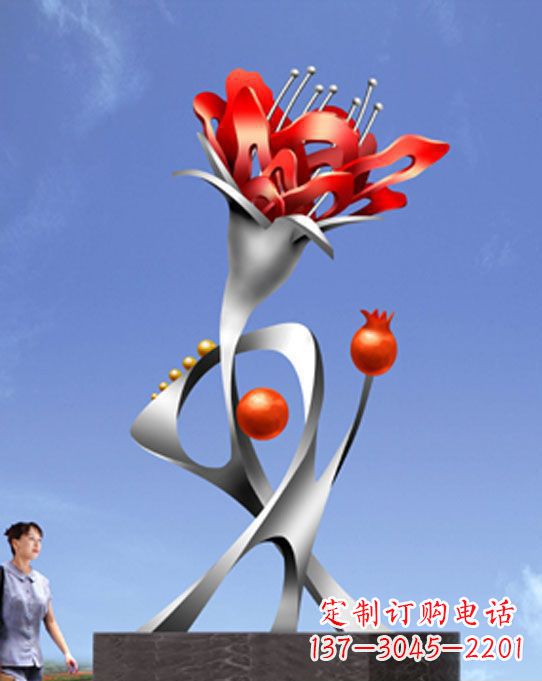 济南精美不锈钢石榴花雕塑,震撼了审美的眼睛