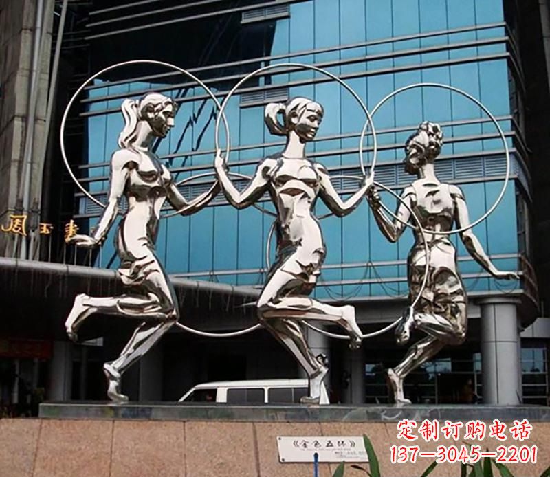 济南不锈钢跳舞美女雕塑