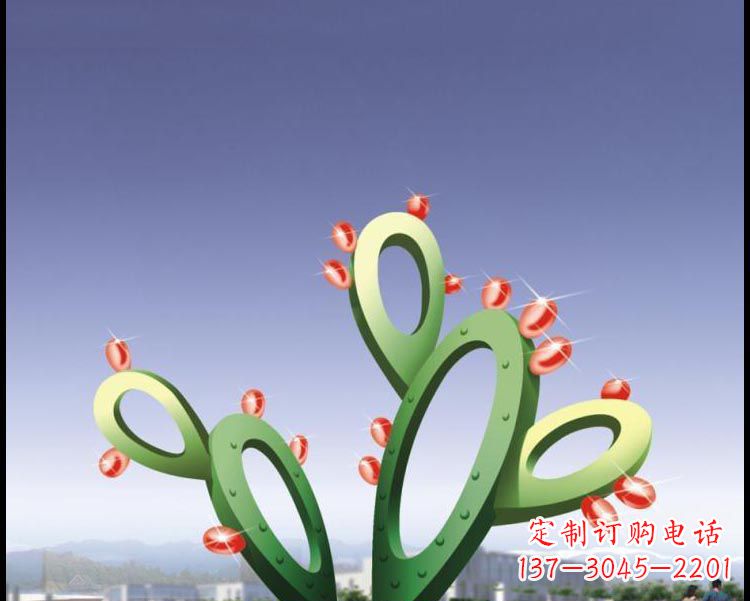 济南视觉焕发的不锈钢仙人掌景观雕塑