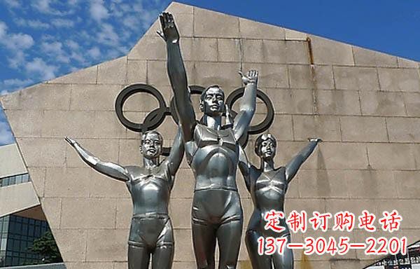 济南中领雕塑|不锈钢运动员雕塑