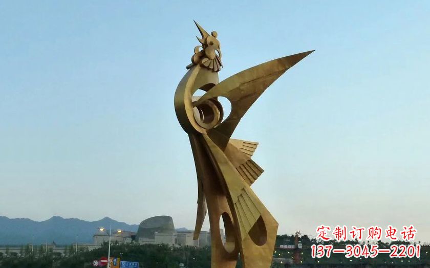 济南广场抽象不锈钢凤凰雕塑