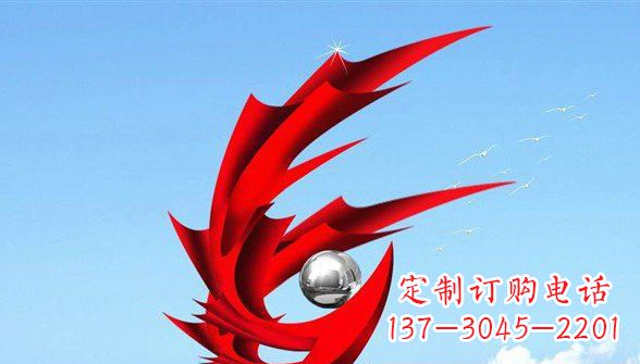 济南广场抽象凤凰不锈钢雕塑 (2)