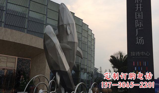 济南广场抽象海豚不锈钢雕塑