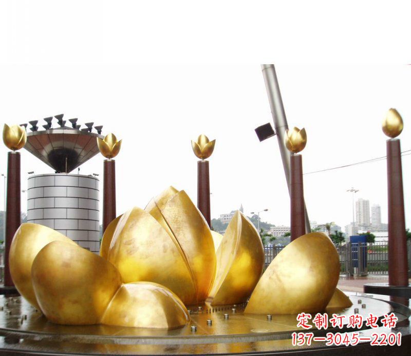 济南广场抽象莲花景观铜雕