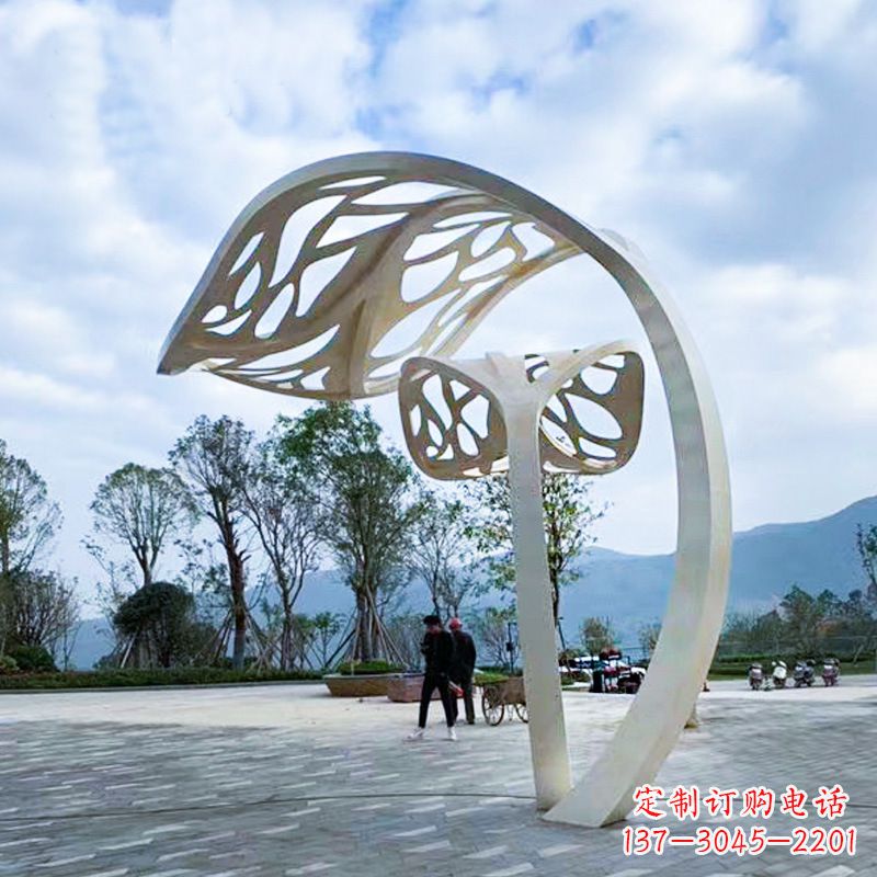 济南精致的不锈钢树叶雕塑
