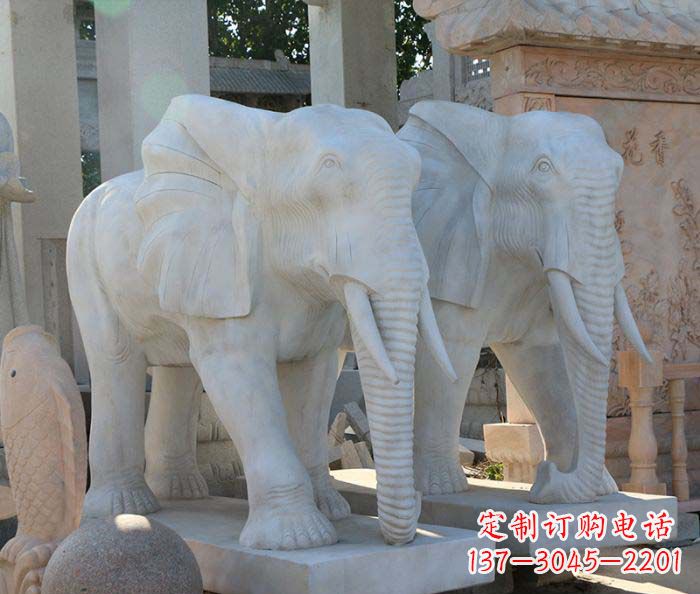 济南广场景观大理石大象石雕 (3)