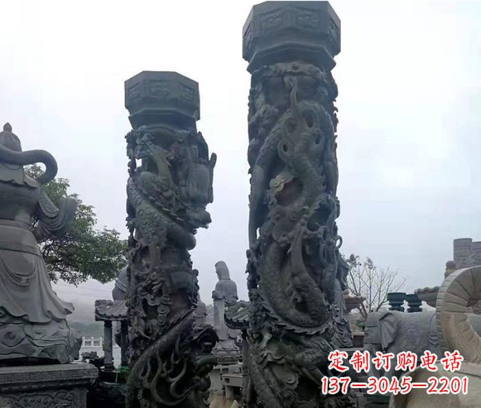济南广场景观仿古盘龙柱石雕 (2)